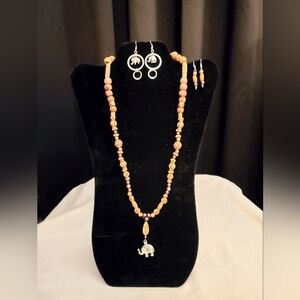 3 Piece Elegant Wooden Beaded Necklace Earrings Sets